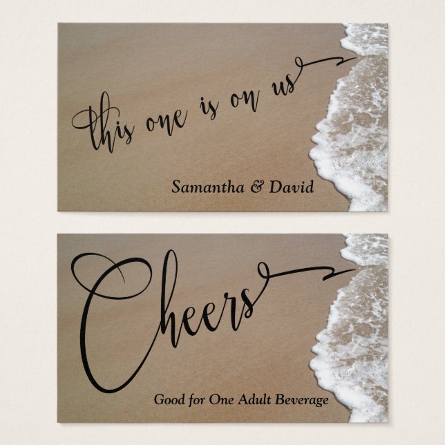Sand & Foam Beach Photo Event Bar Drink Tickets (Front & Back)