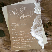 Sand & Foam Beach Photo, We Got Married White Text