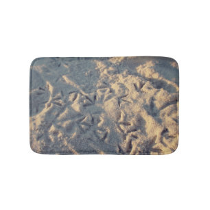 Sand footprints sea gull bath mat