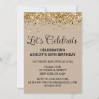 Sand Gold Glitter 30th Birthday Let's Celebrate