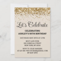 Sand & Gold Glitter 50th Birthday Let's Celebrate