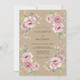 Sand Graceful Botanical Wedding Invitation