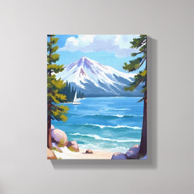 Sand Harbour Beach Lake Tahoe Painting Canvas Print (Front)