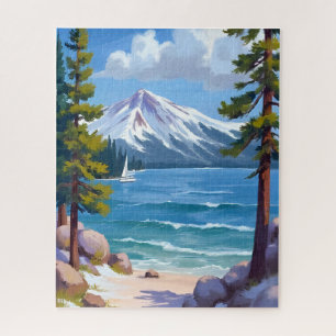 Sand Harbour Beach Lake Tahoe Painting Jigsaw Puzzle