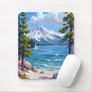 Sand Harbour Beach Lake Tahoe Painting Mouse Mat