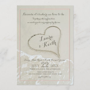 Sand Heart Beach Wedding Invitation
