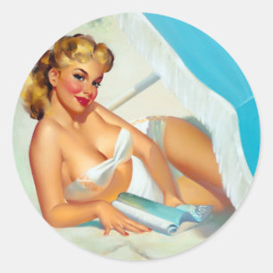 Sand Heart Pin Up Classic Round Sticker