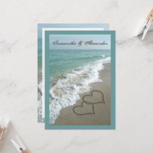 Sand Hearts~ Beach Destination Wedding Invitation