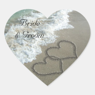 Sand Hearts on the Beach Envelope Seal Sticker