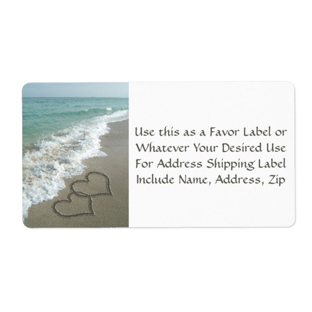 Sand Hearts on the Beach Favour or Mailing Label (Front)