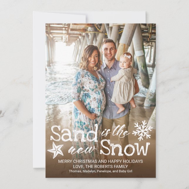 Sand is the New Snow Beach Christmas Holiday Card (Front)