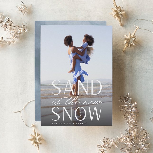 Sand is the New Snow Coastal Christmas Photo Holiday Card (Creator Uploaded)