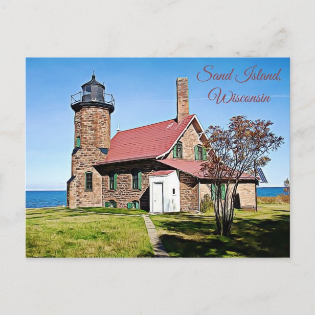 Sand Island, Wisconsin Light House Photo Postcard (Front)