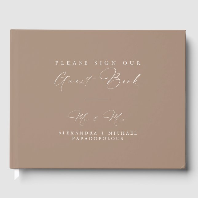 Sand & Ivory Elegant Minimal Wedding Guestbook (Front)
