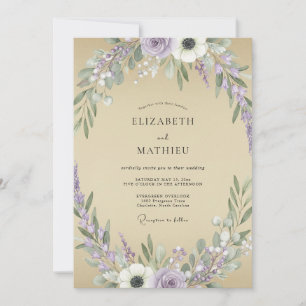 Sand Lavender Blossom Wedding Invitation