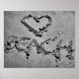 Sand Love Beach Black and White Photographic Art Poster
