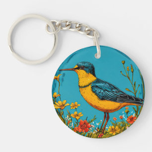 Sand martin bird key ring