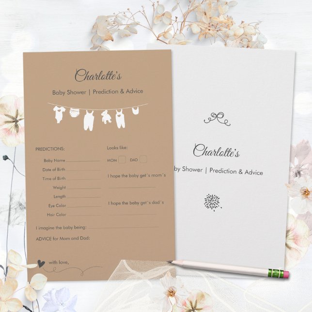 Sand Minimalist Boho Baby Shower Predictions Game (Sand Minimalist Gender Neutral Boho Baby Shower Predictions Game ©Susanne Sachers - Sunny Mind 🌞)