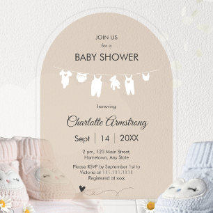 Sand Minimalist Translucent Baby Shower Acrylic Invitations