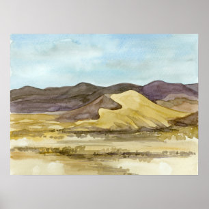 Sand Mountain Desert Landscape Watercolor  Poster