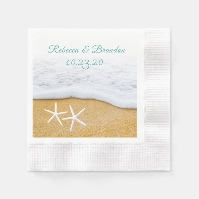 Sand n Surf Starfish Wedding Shower Custom Napkins (Front)