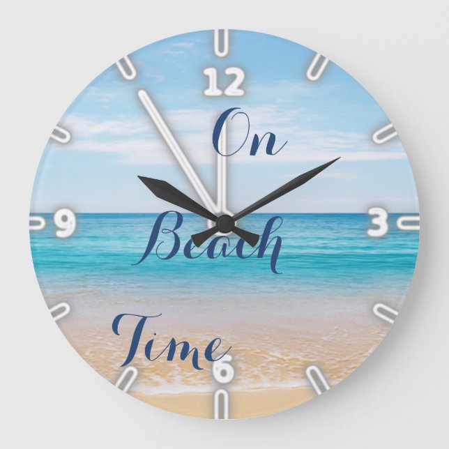 Sand Ocean Sky ,Beach Large Clock (Front)