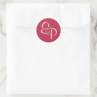 Sand on Magenta Script Monogram Envelope Seal