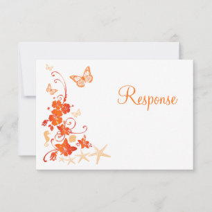Sand, Orange, White Tropical Beach RSVP Card