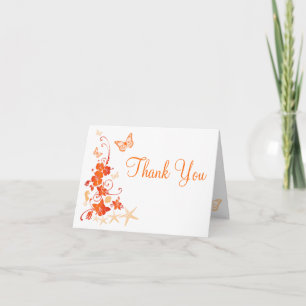 Sand, Orange, White Tropical Beach Thank You Card