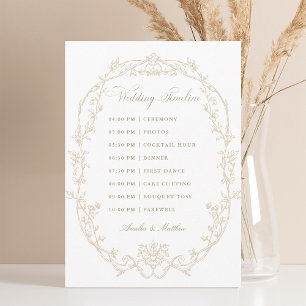 Sand Ornate Floral Frame Wedding Timeline Programme
