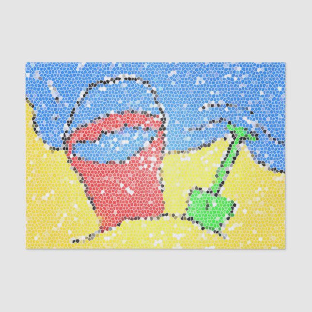 Sand pail and shovel beach mosaic look cute tissue paper (Front)