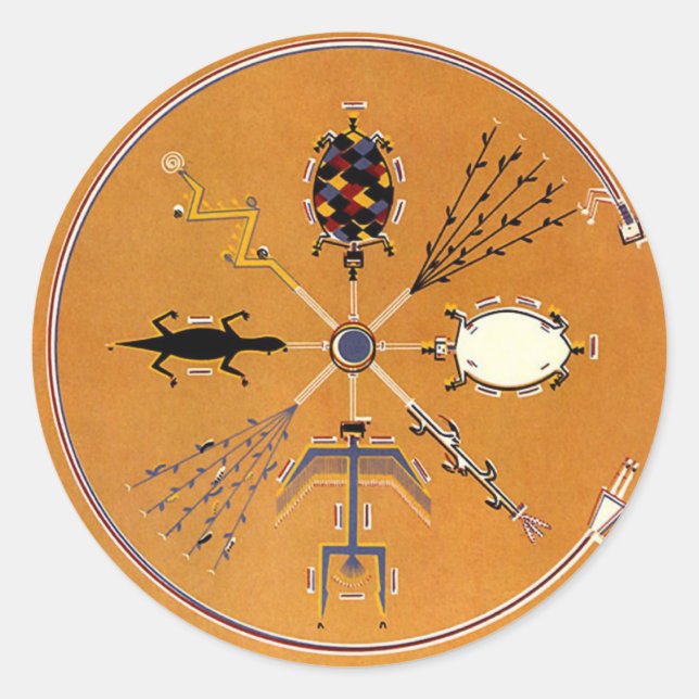 Sand Painting Native American Tribal Classic Round Sticker (Front)