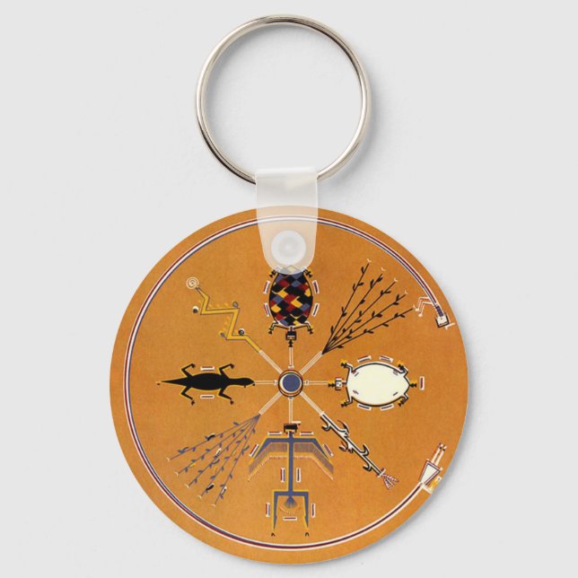 Sand Painting Native American Tribal Key Ring (Front)