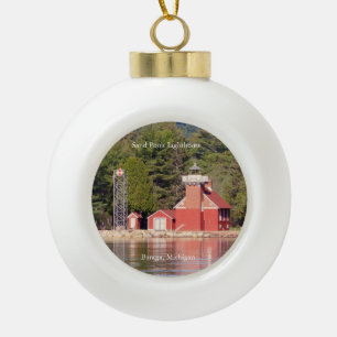 Sand Point Lighthouse Baraga ball ornament