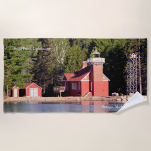Sand Point Lighthouse Baraga beach towel