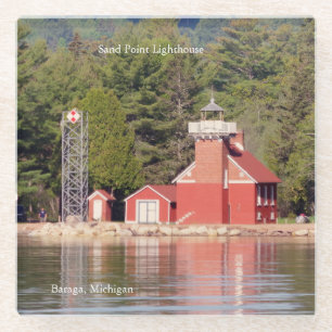 Sand Point Lighthouse Baraga glass coaster
