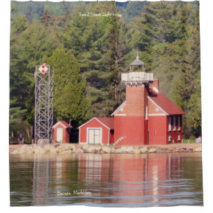 Sand Point Lighthouse Baraga  shower curtain
