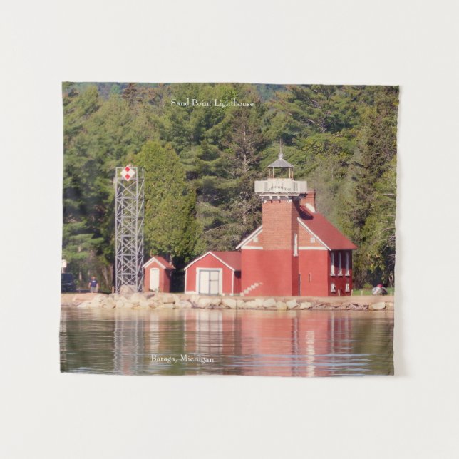 Sand Point Lighthouse Baraga tapestry (Front (Horizontal))