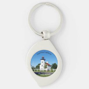 Sand Point Lighthouse Escanaba metal key chain
