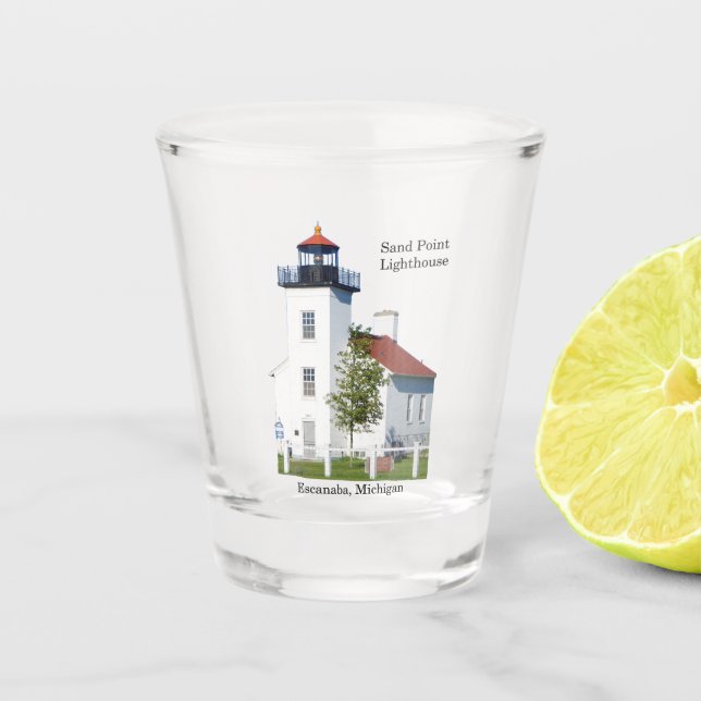 Sand Point Lighthouse shot glass (Front)