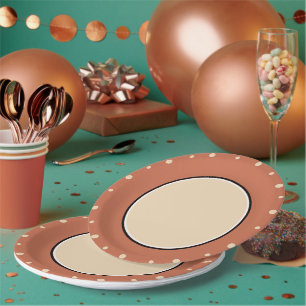 Sand Polka Dots Terra Cotta White Paper Plate