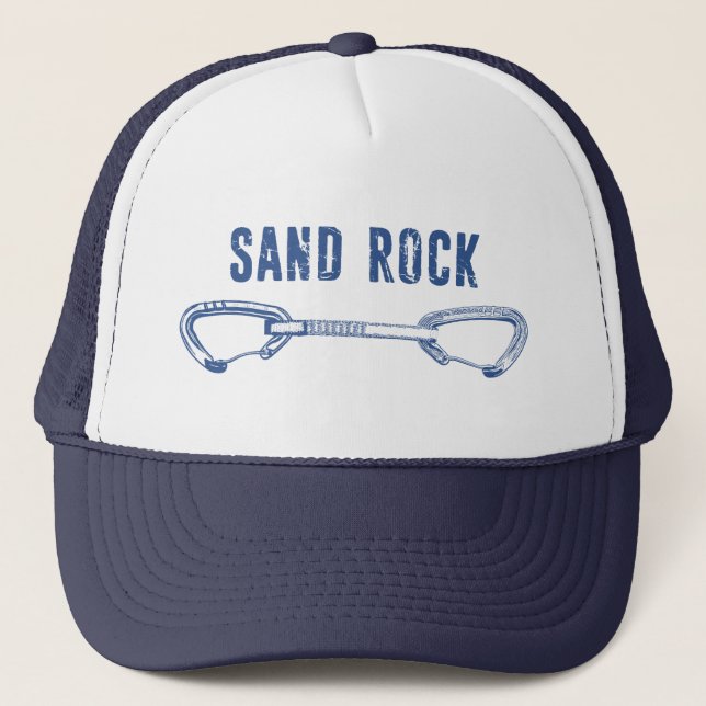 Sand Rock Alabama Rock Climbing Quickdraw Trucker Hat (Front)