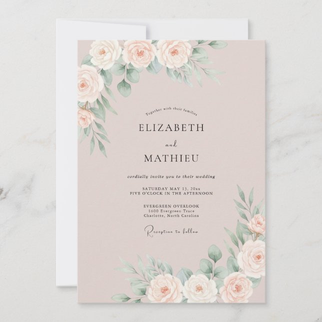Sand Romantic Minimalist Wedding Invitation (Front)