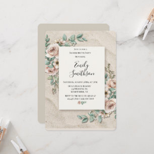 Sand Sage Green Floral Bachelorette Party Invitation