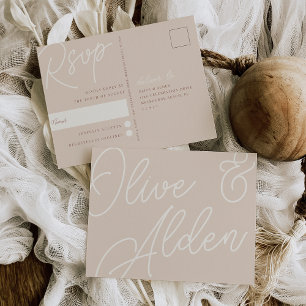 Sand Script Watermark Meal Choice RSVP Postcard