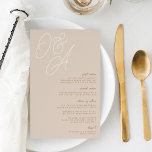 Sand | Script Watermark Monogram Wedding Menu<br><div class="desc">A beautiful typography based wedding menu card featuring your initials in oversized script lettering at the top, in tone on tone shades for a watermark effect. Personalise with your menu items beneath, aligned at the right. Our Sand colorway is an elegant mix of earth tone shades, with pale cream and...</div>