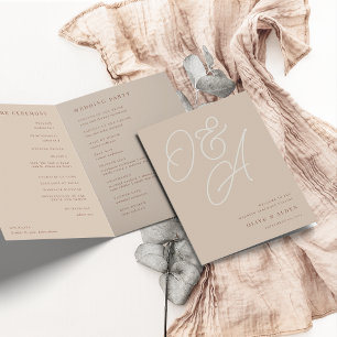 Sand   Script Watermark Monogram Wedding Program Programme