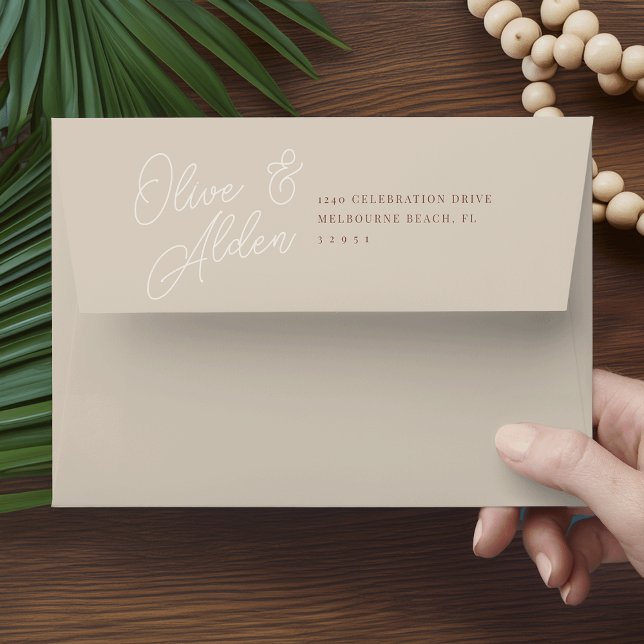 Sand | Script Watermark Wedding 5x7 Envelope (Creator Uploaded)