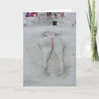 Sand Sculpture Beach Bather Greeting Card (Blank)