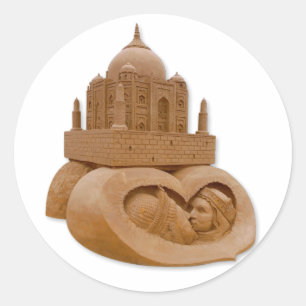 Sand sculpture of Taj Mahal by  Sudarsan Pattnaik Classic Round Sticker